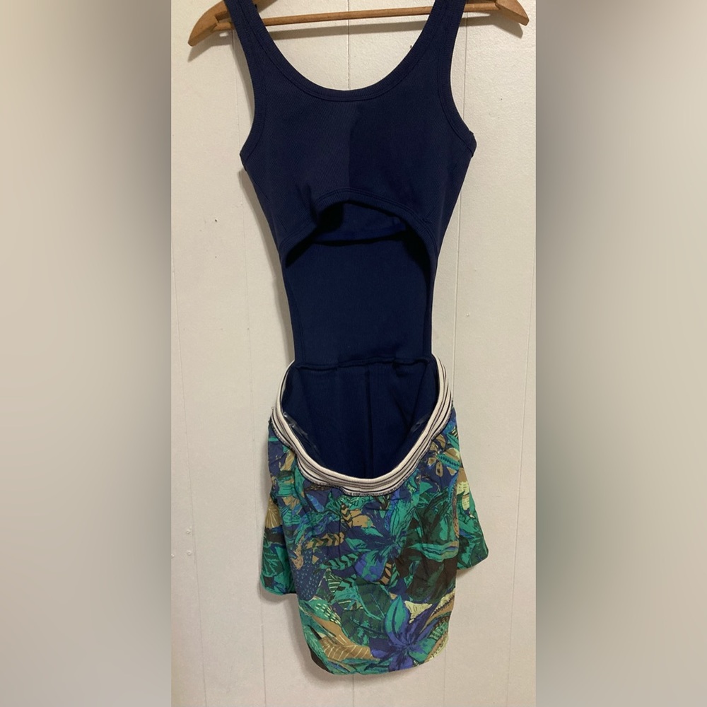 Aerie Active Romper Dress Mini Skort One Piece Tropical Cut Out Medium - Picture 9 of 13